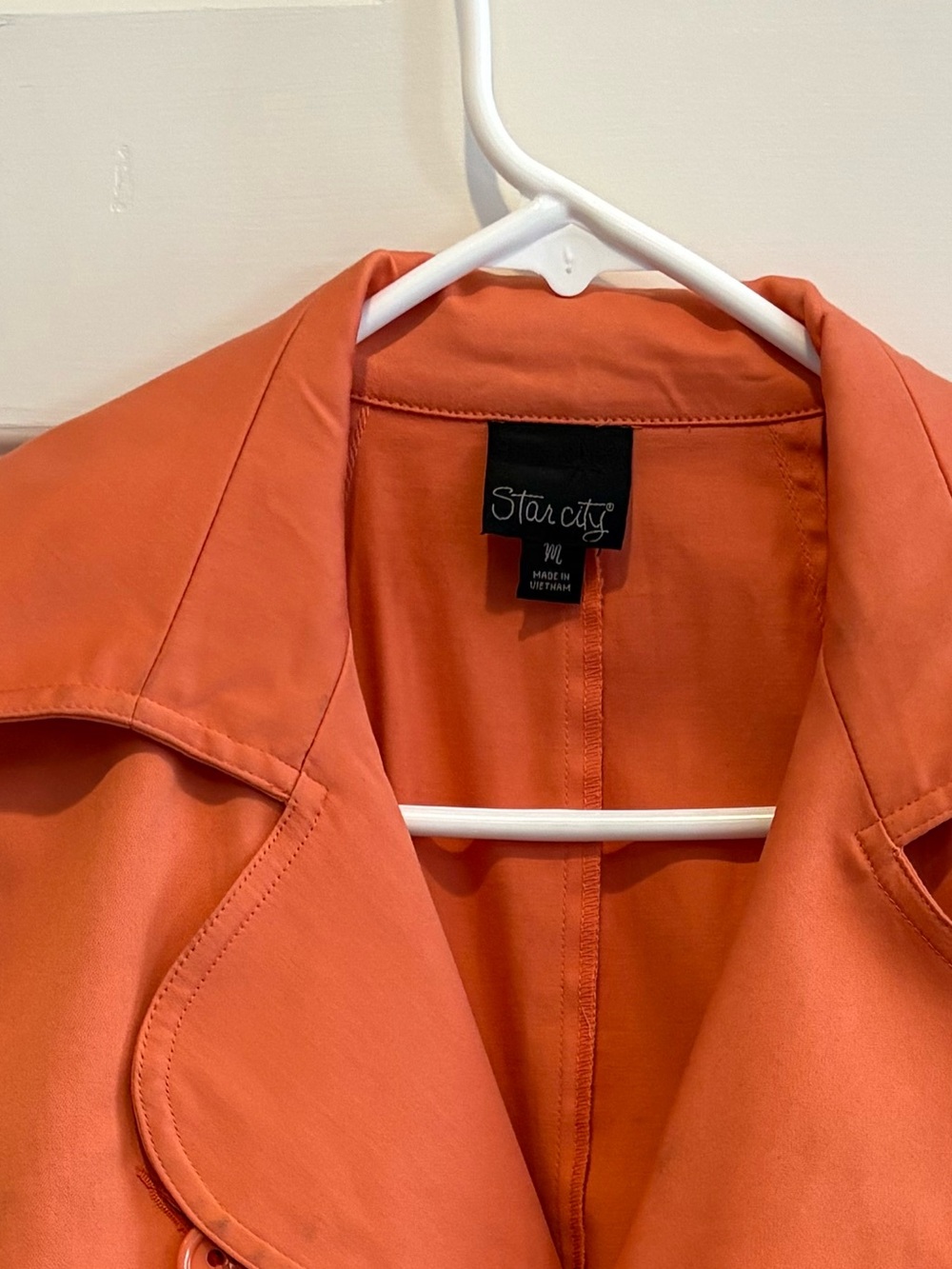 Star City Coral-Orange Women's Trench Coat